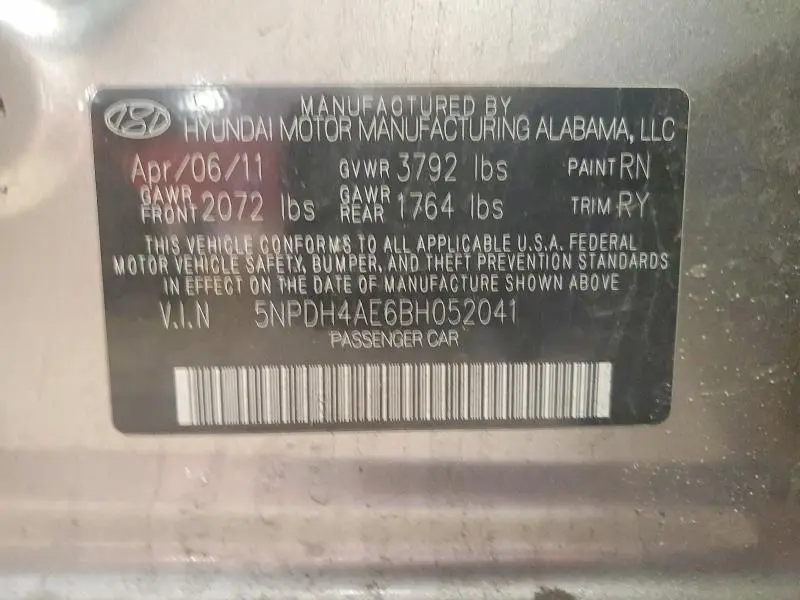 2011 HYUNDAI ELANTRA GLS  