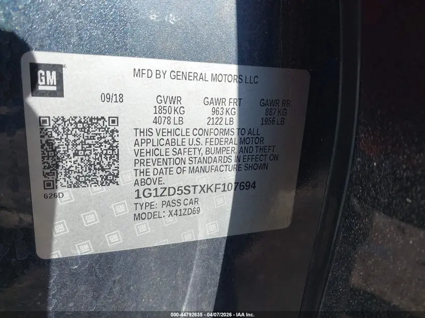 2019 CHEVROLET MALIBU LT