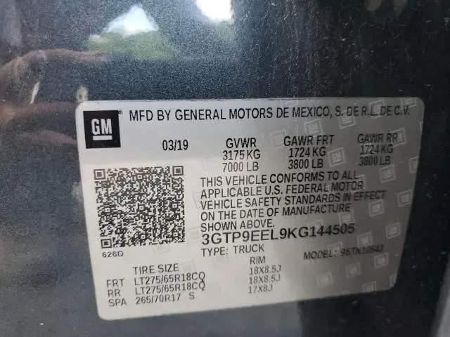 2019 GMC SIERRA K1500 AT4  