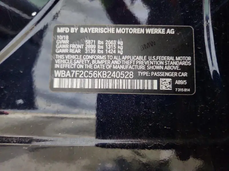 2019 BMW 750 XI  