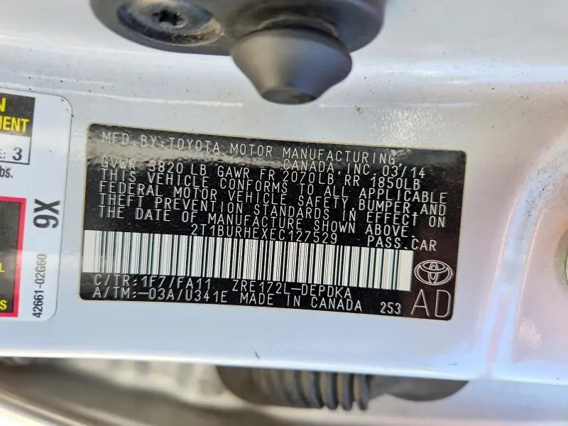 2014 TOYOTA COROLLA L  