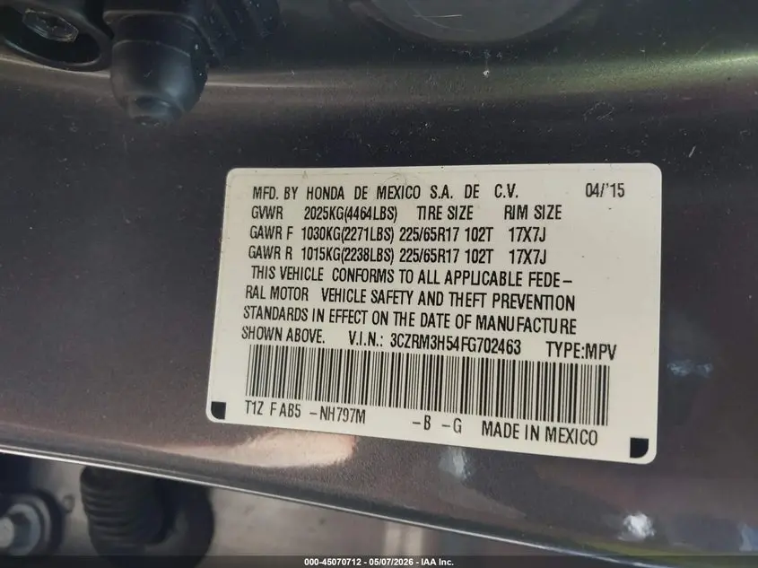 2015 HONDA CR-V EX
