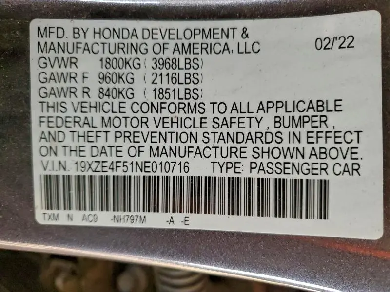 2022 HONDA INSIGHT EX  