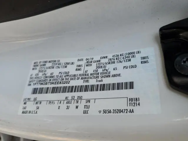 2019 FORD F250 SUPER DUTY  