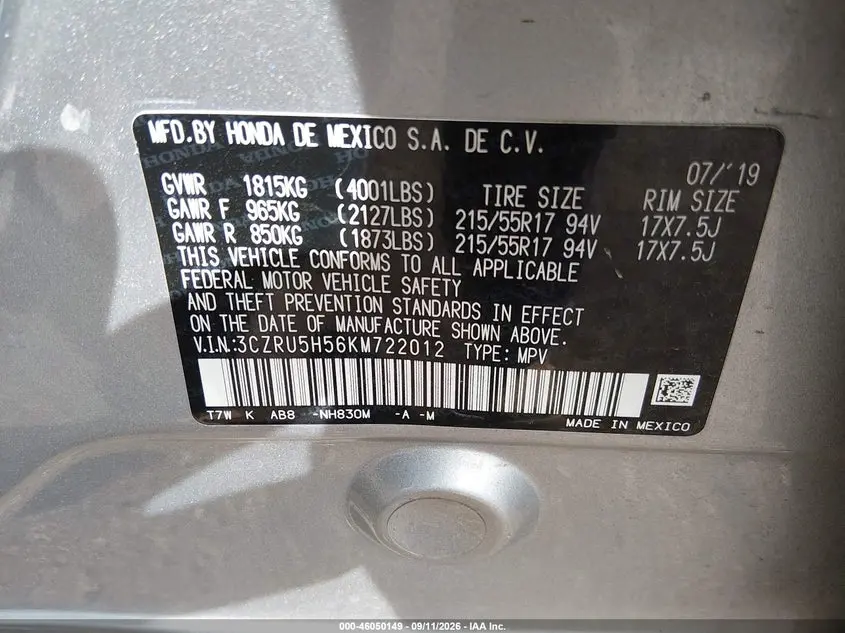 2019 HONDA HR-V EX