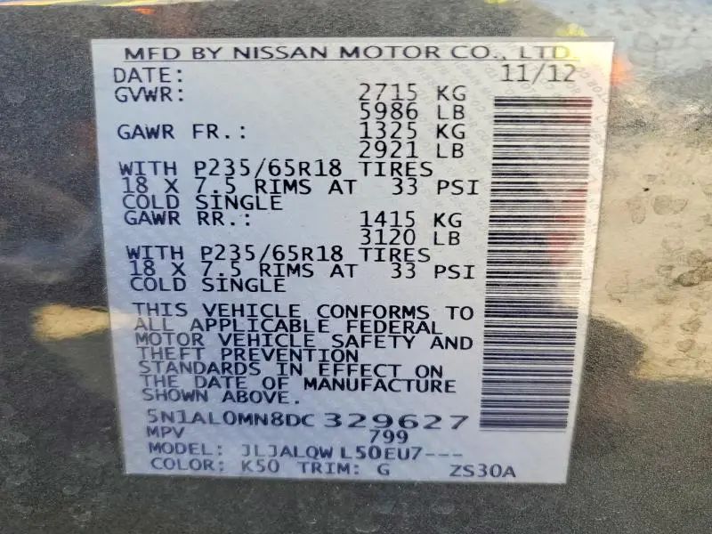 2013 INFINITI JX35   