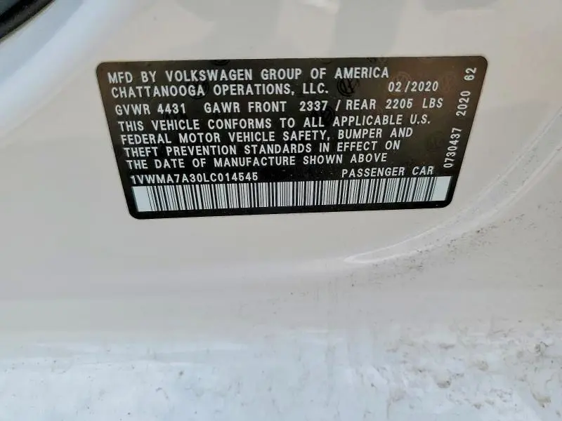 2020 VOLKSWAGEN PASSAT R-LINE  