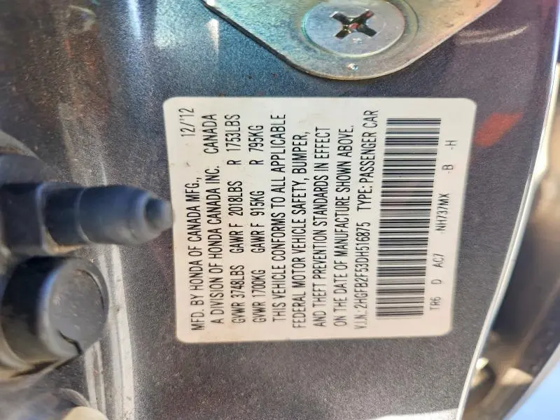 2013 HONDA CIVIC LX  