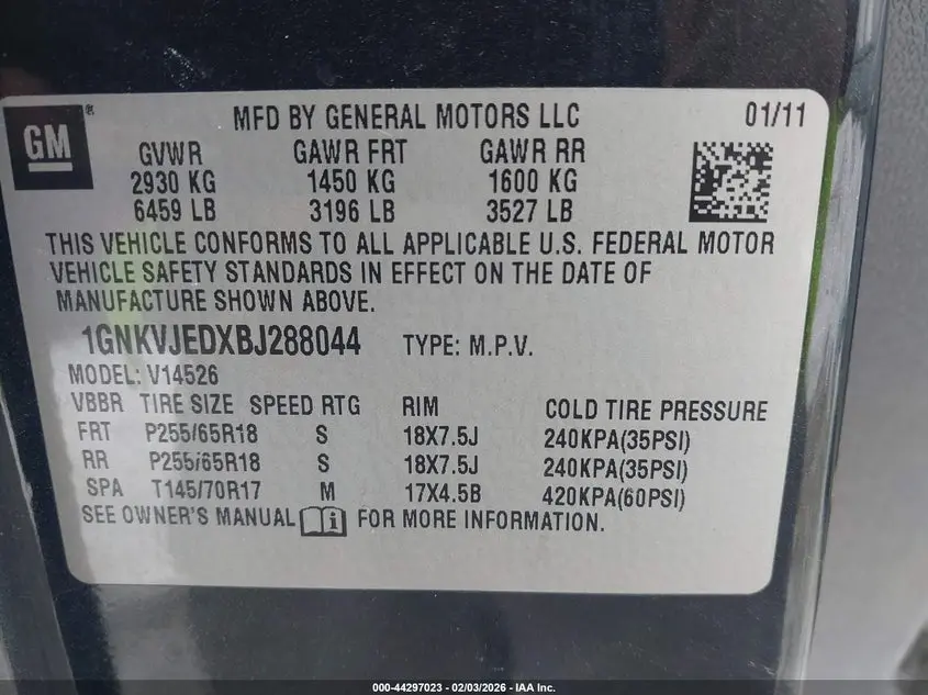 2011 CHEVROLET TRAVERSE 2LT