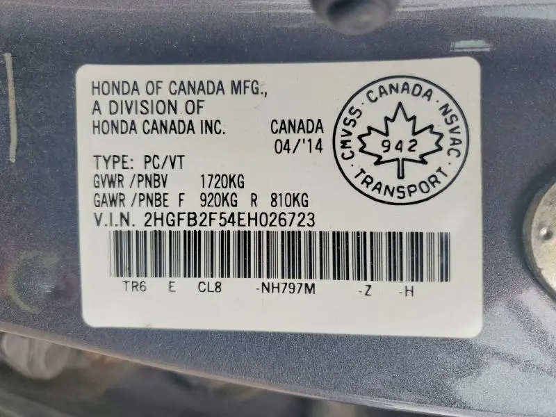2014 HONDA CIVIC LX  