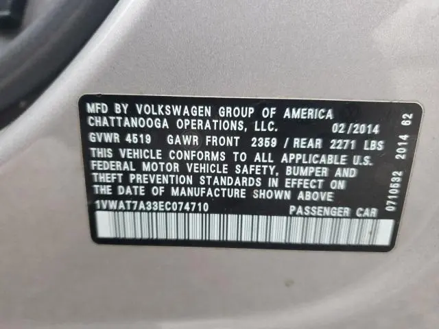 2014 VOLKSWAGEN PASSAT S  