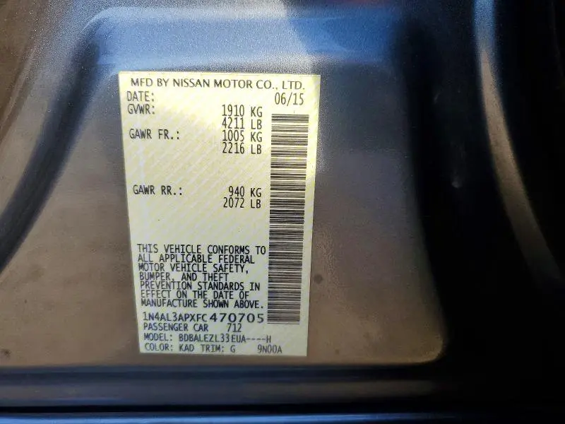 2015 NISSAN ALTIMA 2.5  