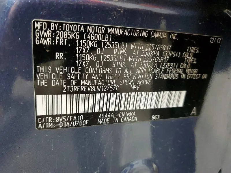 2014 TOYOTA RAV4 XLE  