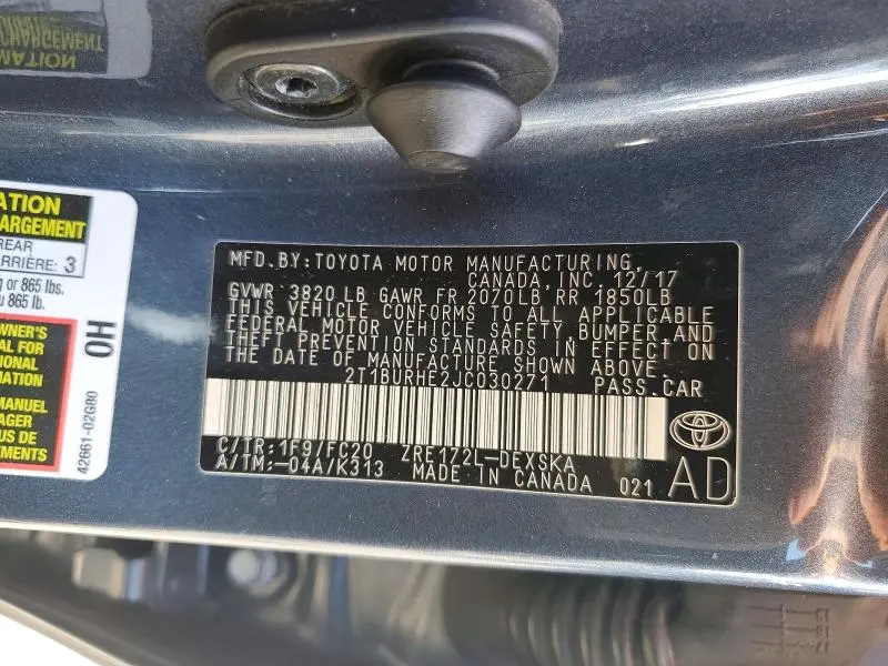 2018 TOYOTA COROLLA SE  