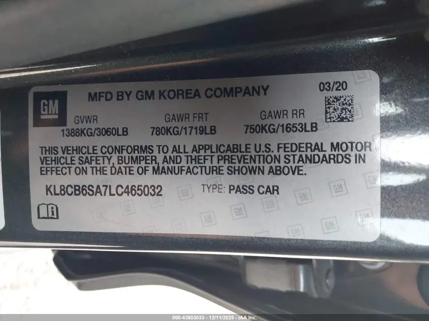 2020 CHEVROLET SPARK FWD LS AUTOMATIC