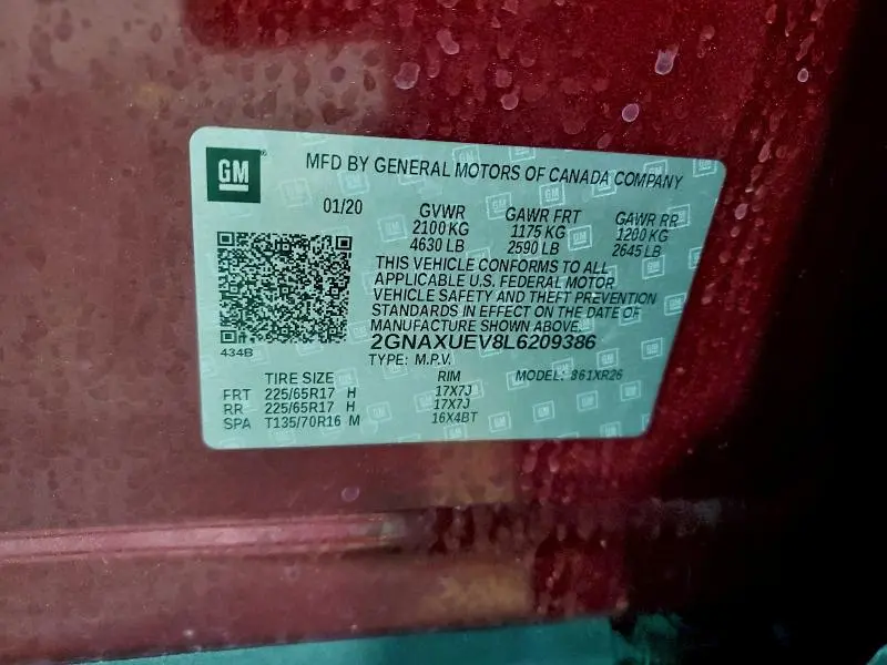 2020 CHEVROLET EQUINOX LT  