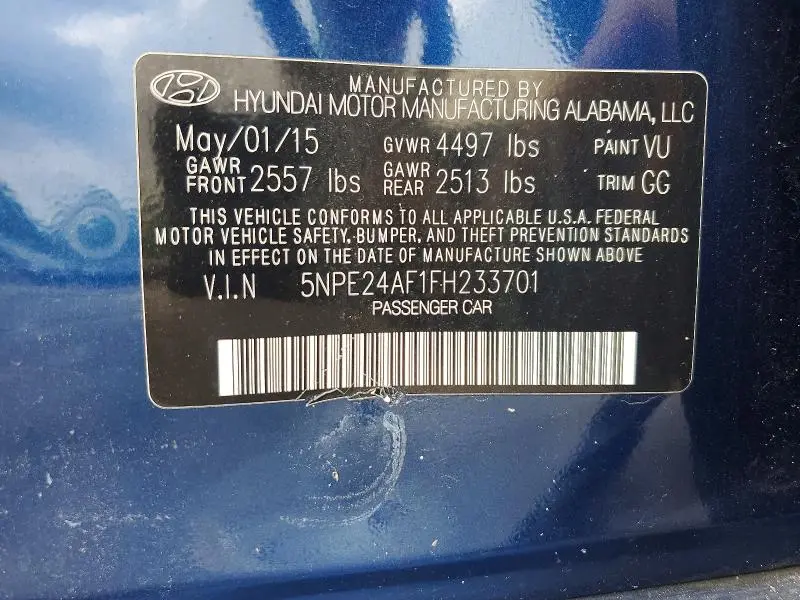 2015 HYUNDAI SONATA SE  