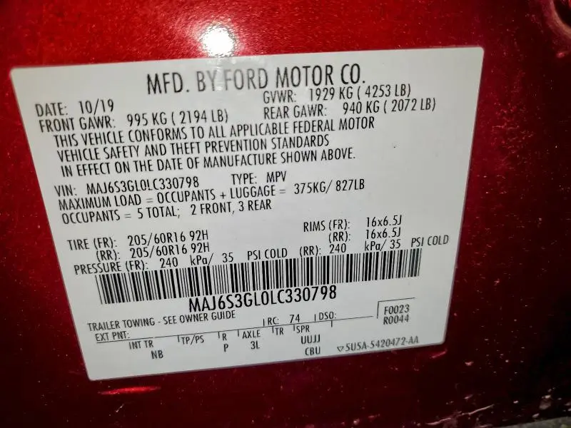 2020 FORD ECOSPORT SE  