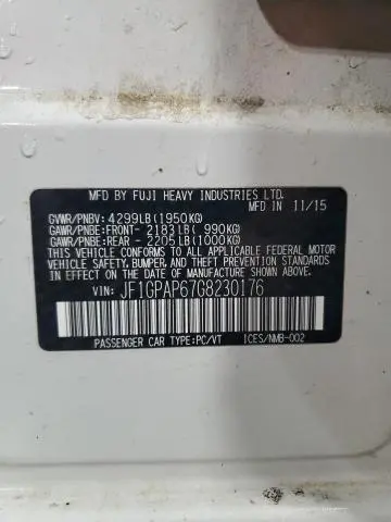 2016 SUBARU IMPREZA SPORT PREMIUM  