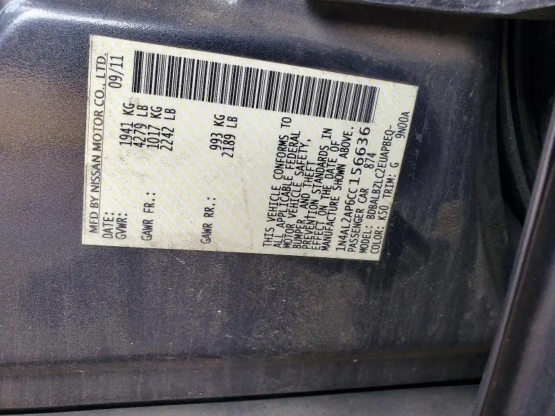 2012 NISSAN ALTIMA 2.5  
