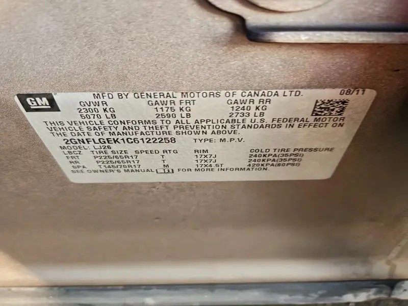 2012 CHEVROLET EQUINOX LTZ  