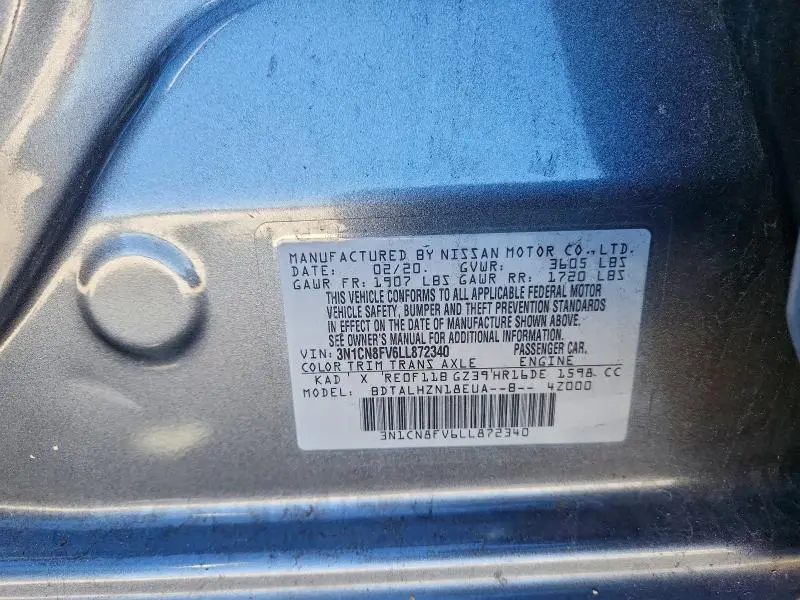 2020 NISSAN VERSA SR  