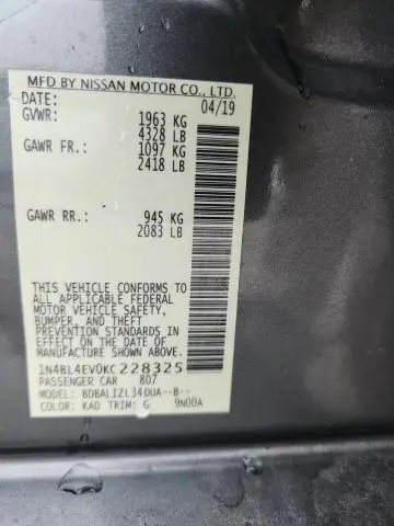 2019 NISSAN ALTIMA SL  