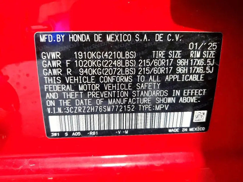 2025 HONDA HR-V EXL  
