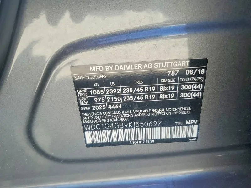 2019 MERCEDES-BENZ GLA 250 4MATIC  