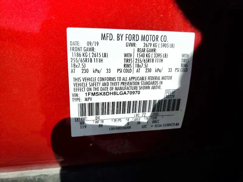 2020 FORD EXPLORER XLT  