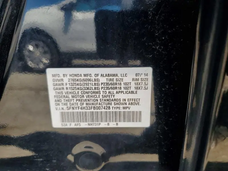 2015 HONDA PILOT SE  