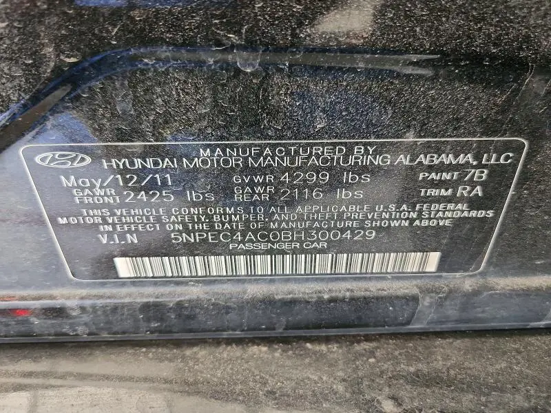 2011 HYUNDAI SONATA LIMITED  