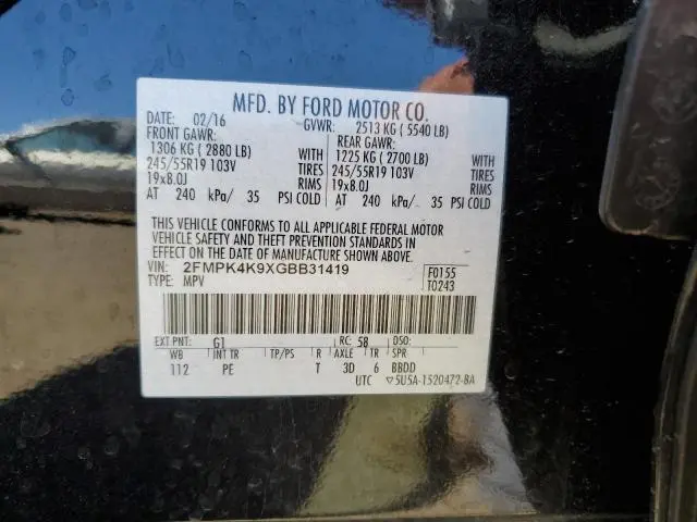2016 FORD EDGE TITANIUM  
