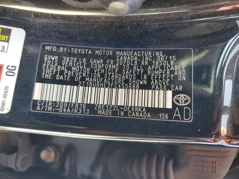 2015 TOYOTA COROLLA LE  