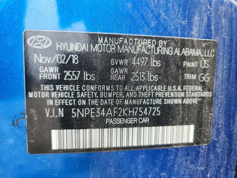 2019 HYUNDAI SONATA SEL  