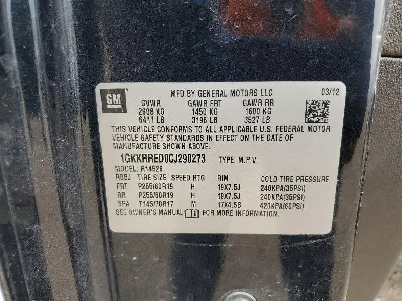 2012 GMC ACADIA SLT-1  