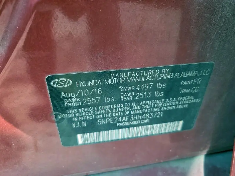 2017 HYUNDAI SONATA SE  