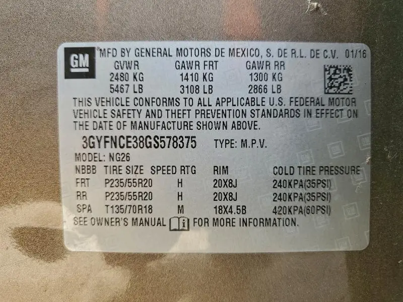 2016 CADILLAC SRX PERFORMANCE COLLECTION  