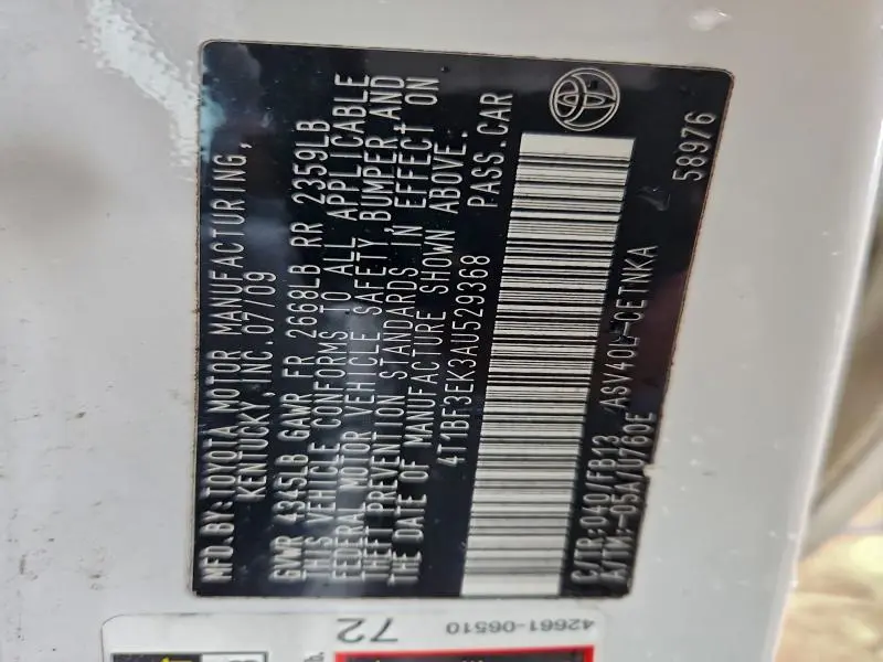 2010 TOYOTA CAMRY BASE  