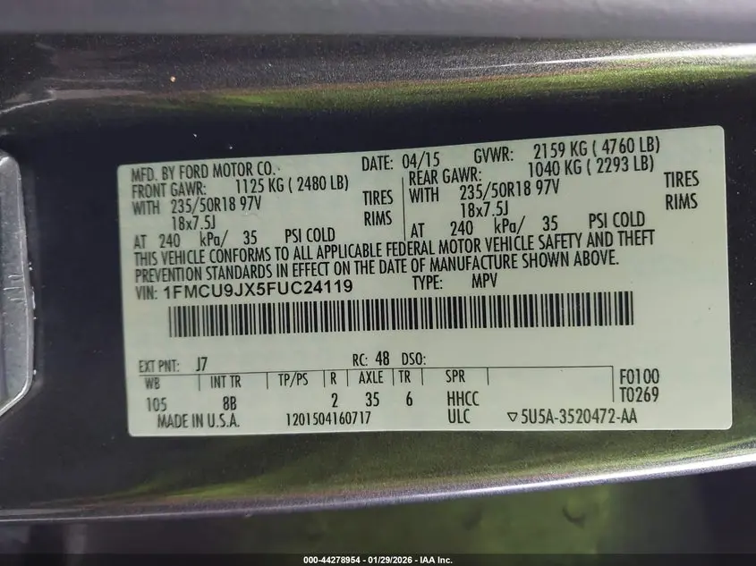 2015 FORD ESCAPE TITANIUM