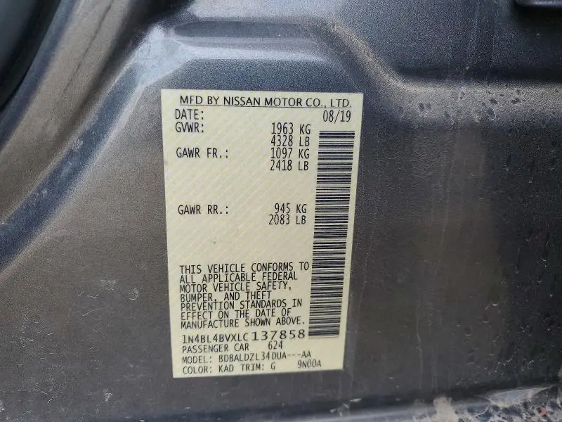 2020 NISSAN ALTIMA 2.5 S  