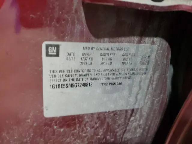 2016 CHEVROLET CRUZE LT  