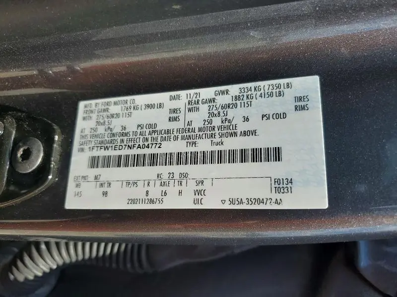 2022 FORD F150 SUPERCREW  