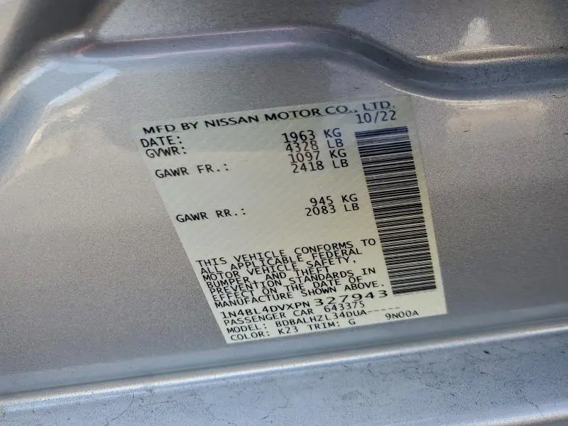 2023 NISSAN ALTIMA SV  