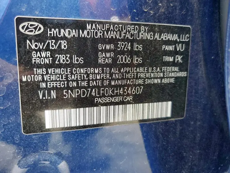 2019 HYUNDAI ELANTRA SE  