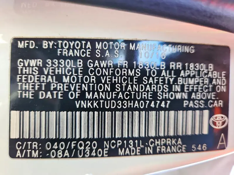 2017 TOYOTA YARIS 5-DOOR L FLEET  