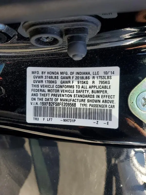 2015 HONDA CIVIC LX  