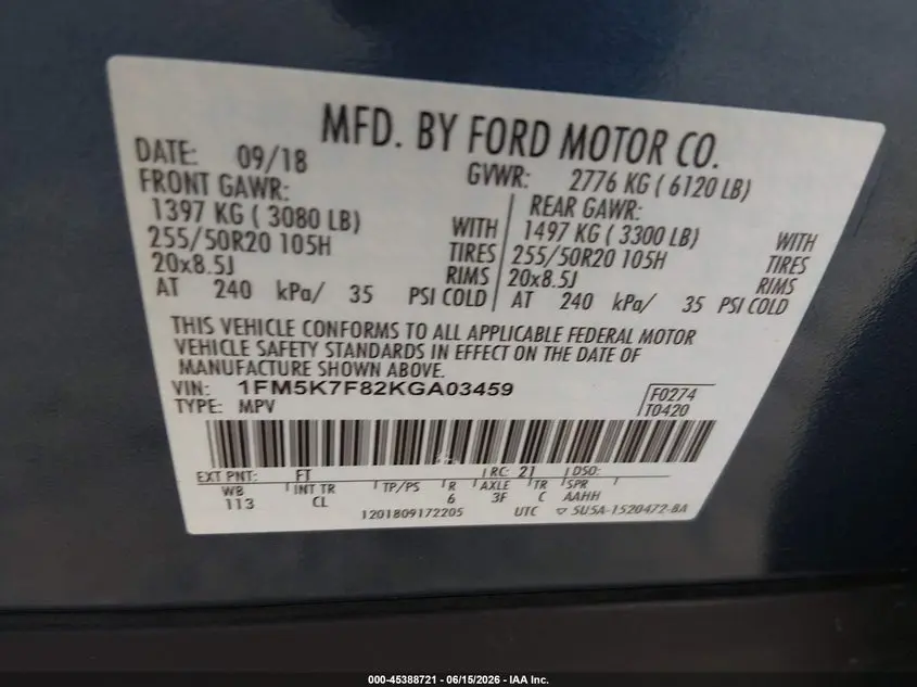 2019 FORD EXPLORER LIMITED