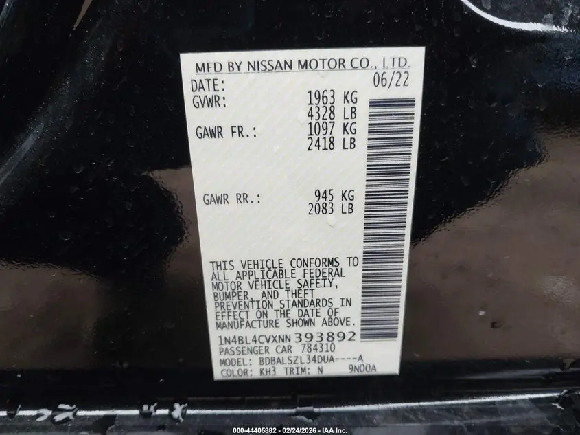 2022 NISSAN ALTIMA SR FWD