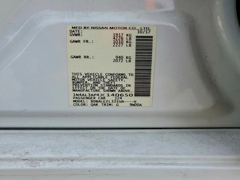 2018 NISSAN ALTIMA 2.5  